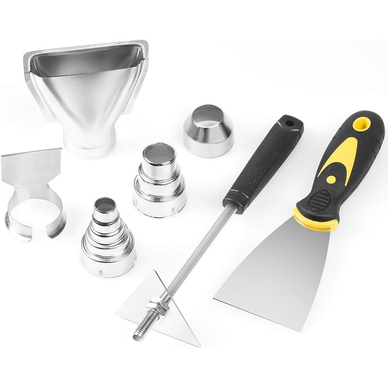 SEEKONE Heat Gun Nozzles Kit, SEEKONE Hot Air Gun Attachments 7 Pieces Stainless Steel Accessories Air Outlet Diameter 35mm / 1.377inch - Image 1
